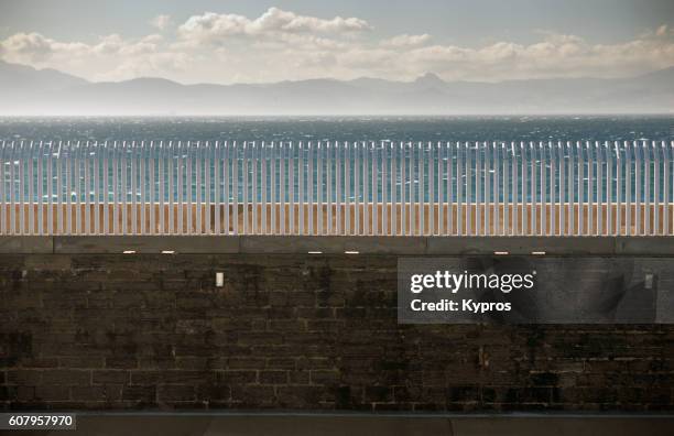 europe, spain, cadiz, andalusia, tarifa area, view of security fence - fences 2016 film stock-fotos und bilder