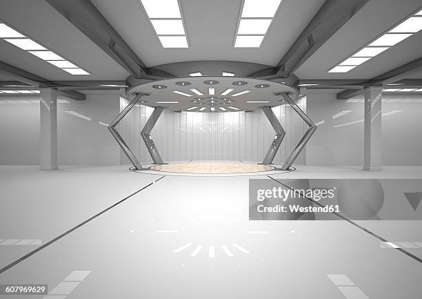 empty futuristic room, 3d rendering - oberlicht stock-grafiken, -clipart, -cartoons und -symbole