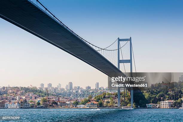 turkey, istanbul, view to bosphorus bridge - istanbul stock-fotos und bilder