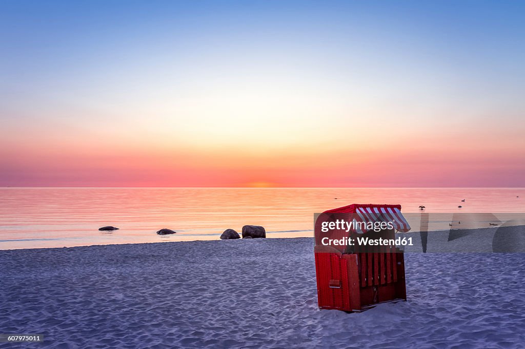 Germany, Ruegen, Binz, beach at sunset