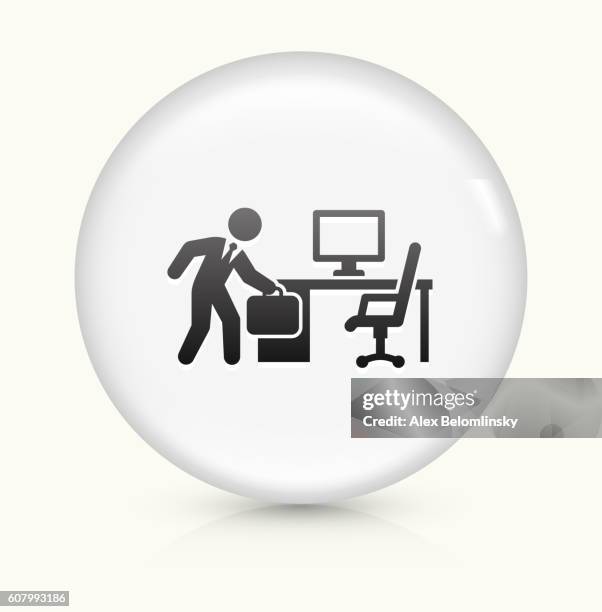 coming to work icon on white round vector button - impossible circle stock illustrations