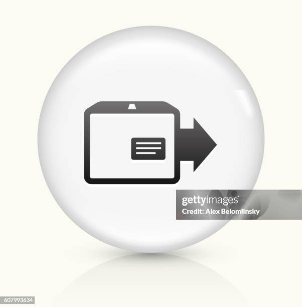 shipping box icon on white round vector button - loading crates stock illustrations