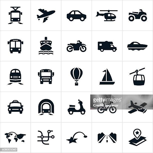 ilustraciones, imágenes clip art, dibujos animados e iconos de stock de iconos de transporte - public transportation