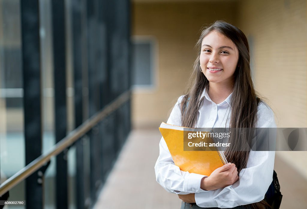 Happy student at the school