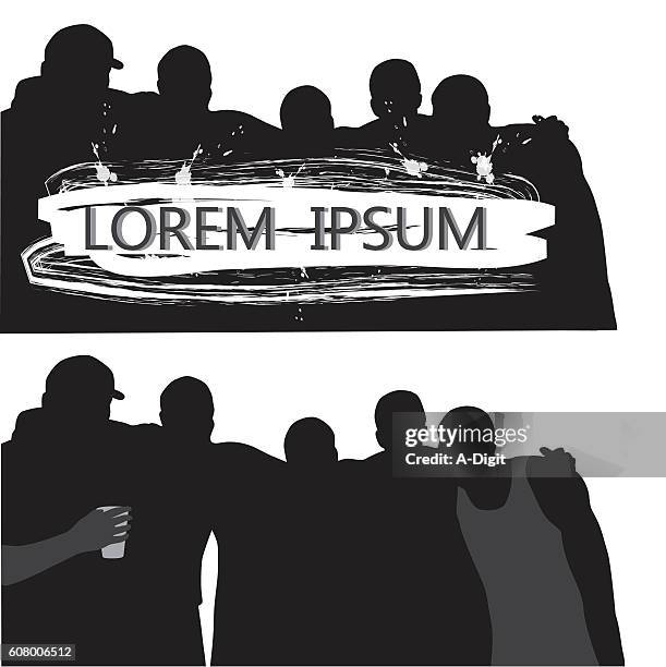 bunch of guys silhouette vector - text box vector stock illustrations