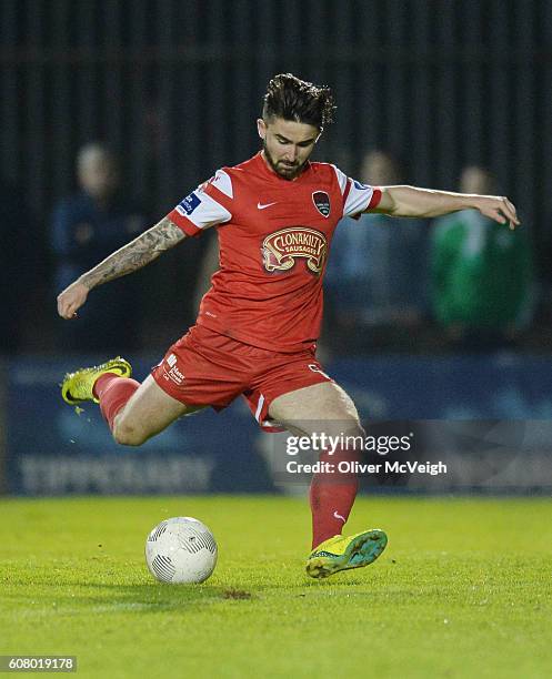 Donegal , Ireland - 19 September 2016; Sean Maguire of Cork City with a shot on goal during the SSE Airtricity League Premier Division match between...