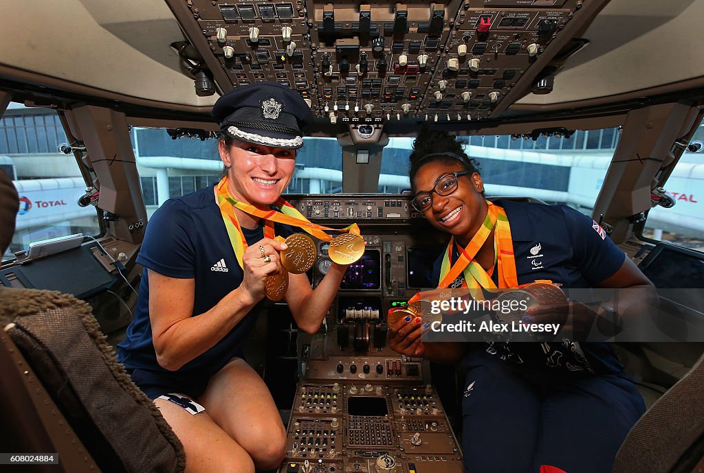 Paralympics GB Team fly back from Rio on British Airways Flight