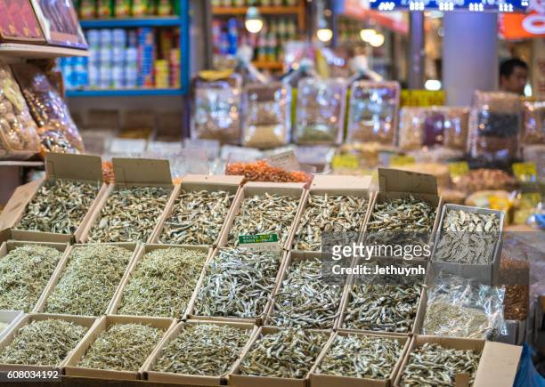 dried fish at namun market, seoul - dried herring stock pictures, royalty-free photos & images