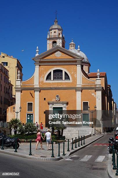 cathedral of ajaccio, colourful, corsica, france - ajaccio fotografías e imágenes de stock