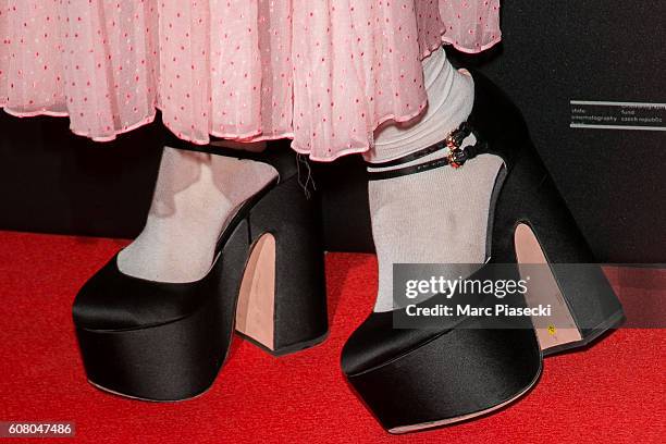 Actress Stephanie Sokolinski a.k.a. SoKo, shoe detail, attends the 'La Danseuse' Premiere at Cinema Gaumont Opera on September 19, 2016 in Paris,...