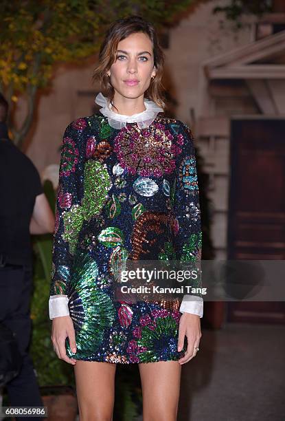 Alexa Chung attends the Burberry show during London Fashion Week Spring/Summer collections 2016/2017 at Makers House on September 19, 2016 in London,...