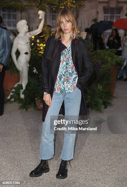 Edie Campbell attends the Burberry show during London Fashion Week Spring/Summer collections 2016/2017 on September 19, 2016 in London, United...