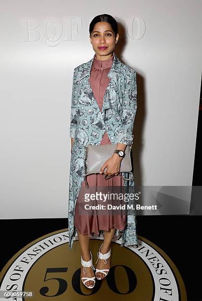 Freida Pinto attends the Business of Fashion #BoF500 Gala Dinner at The London EDITION on September 19, 2016 in London, England.