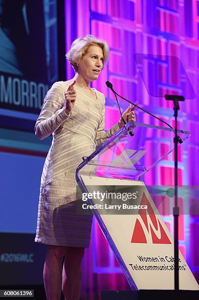 Chief Programming, Content & Brand Officer for Scripps Networks Interactive Kathleen Finch speaks onstage during the WICT Leadership Conference...