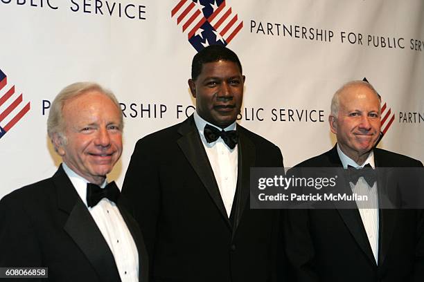 Sen. Joseph Lieberman, Dennis Haysbert and Sam Heyman attend The Partnership for Public Service Gala Honors Senator Joseph Lieberman and Dennis...