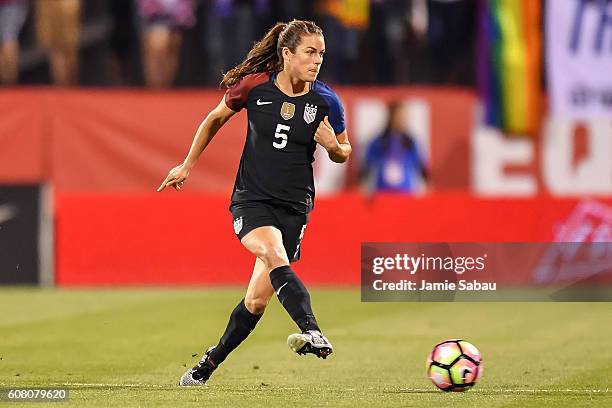 Kelley O'Hara of the US Women's National Team controls the ball against Thailand on September 15, 2016 at MAPFRE Stadium in Columbus, Ohio. The...