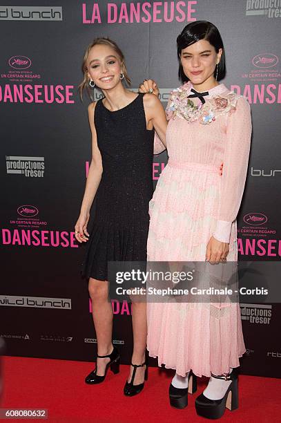 Actresses Lily-Rose Depp and Soko attend the "La Danseuse" Paris Premiere at Cinema Gaumont Opera on September 19, 2016 in Paris, France.