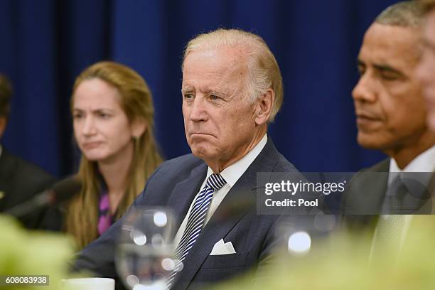 Vice President Joe Biden attends a bilateral meeting with Prime Minister Haider al-Abadi of Iraq at the Lotte New York Palace Hotel on September 19,...