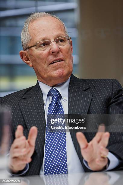 Pedro Pablo Kuczynski, president of Peru, speaks during an interview in New York, U.S., on Monday, Sept. 19, 2016. Kuczynski is looking to revive...