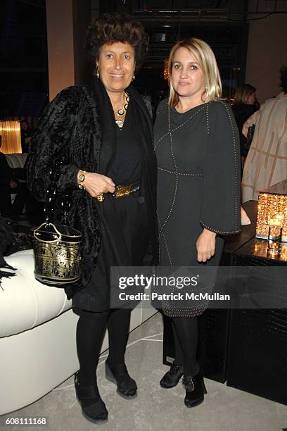 Carla Fendi and Silvia Fendi attend FENDI Great Wall Of China Fashion Show - Dinner & Afterparty at The Village at Sanlitun on October 19, 2007 in...