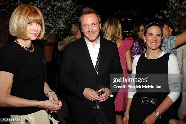 Anna Wintour, Trey Laird and Marka Hansen attend GAP Design Editions Launch Party hosted by VOGUE at Bowery Hotel on April 17, 2007 in New York City.