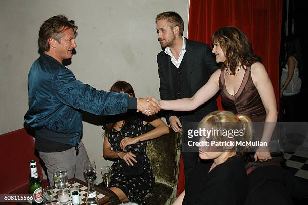 Sean Penn, Helena Christensen, Ryan Gosling, Amy Sacco and Donna Gosling attend THE CINEMA SOCIETY & HUGO BOSS after party for "FRACTURE" at Gramercy...