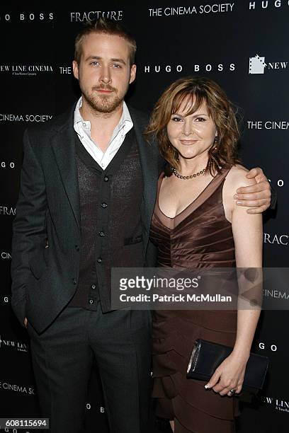Ryan Gosling and Donna Gosling attend THE CINEMA SOCIETY & HUGO BOSS host a screening of "FRACTURE" at Tribeca Grand Hotel on April 17, 2007 in New...