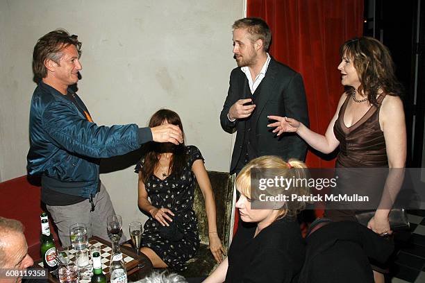 Sean Penn, Helena Christensen, Ryan Gosling, Amy Sacco and Donna Gosling attend THE CINEMA SOCIETY & HUGO BOSS after party for "FRACTURE" at Gramercy...