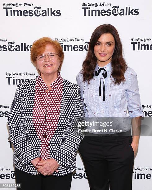 Author Deborah E. Lipstadt and actress Rachel Weisz attend TimesTalks with Rachel Weisz and Deborah E. Lipstadt held at Merkin Concert Hall on...