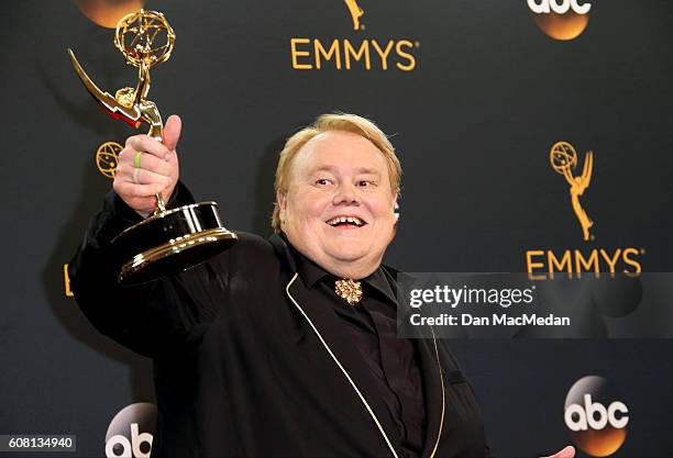 Actor Louie Anderson, winner of Outstanding Supporting Actor in a Comedy Series for 'Baskets,' poses in the press room at the 68th Annual Primetime...