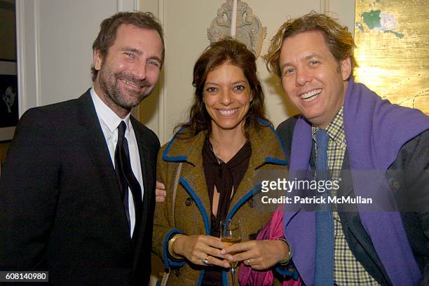 James Costos, Carolina Irving and Michael S. Smith attend MICHAEL S SMITH AGRARIA COLLECTION LAUNCH at Lowell Hotel on April 18, 2007.