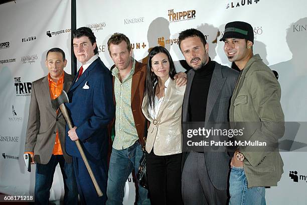 Paul Reubens, Richmond Arquette, Thomas Jane, Courteney Cox-Arquette, David Arquette and ? attend "The Tripper" Los Angeles Premiere - Arrivals at...