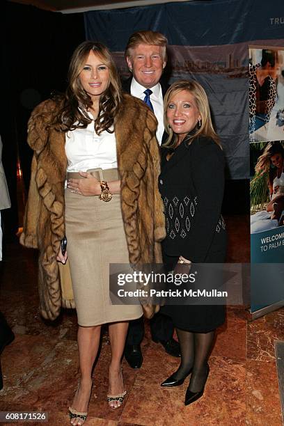 Melania Knauss-Trump, Donald Trump and Barbara Salk attend Celebration of the New York Launch of TRUMP TOWER PALM BEACH at The Atrium on April 11,...