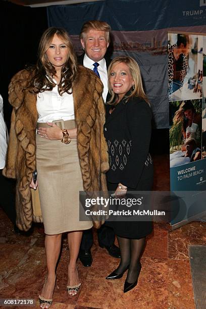 Melania Knauss-Trump, Donald Trump and Barbara Salk attend Celebration of the New York Launch of TRUMP TOWER PALM BEACH at The Atrium on April 11,...