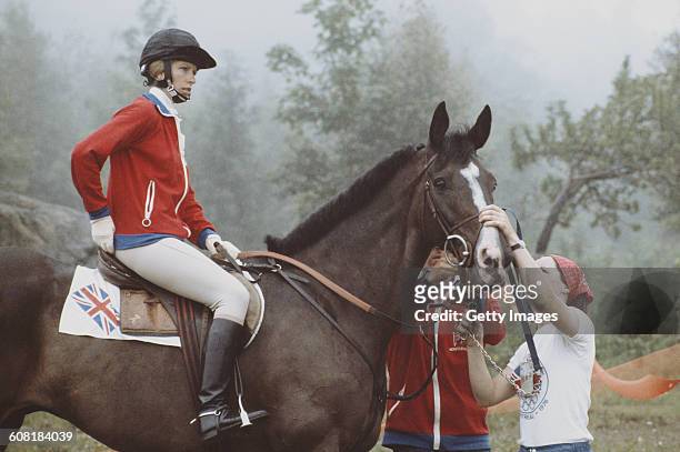 Princess Anne, The Princess Royal aboard Goodwill during the Mixed Three-Day Event Team Cross-Country at the XXI Olympic Summer Games on 24 July 1976...