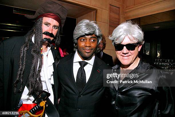 Ben Graham, Curtis Martin and Woody Johnson attend WOODY JOHNSON's "Wig Out" 60th Birthday Party at Doubles on April 12, 2007 in New York City.