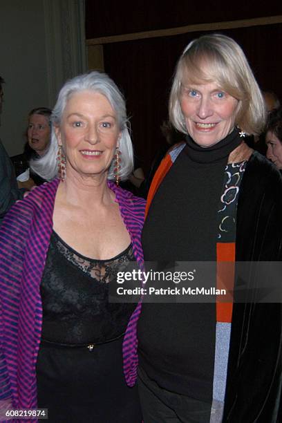 Jane Alexander and Tina Howe attend CURTAIN UP Celebrating SARAH LAWRENCE COLLEGE & Retiring President MICHELE MYERS at The Hudson Theatre on April...