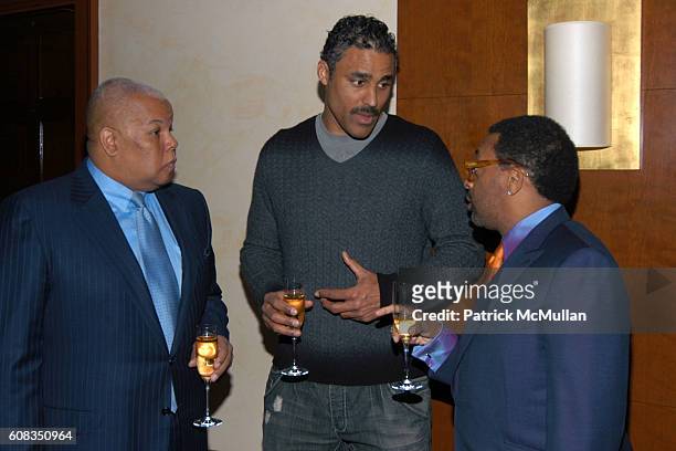 Neil Carter, Rick Fox and Spike Lee attend SPIKE LEE Celebrates 50th Birthday with KRUG Champagne at DANIEL on March 19, 2007 in New York City.
