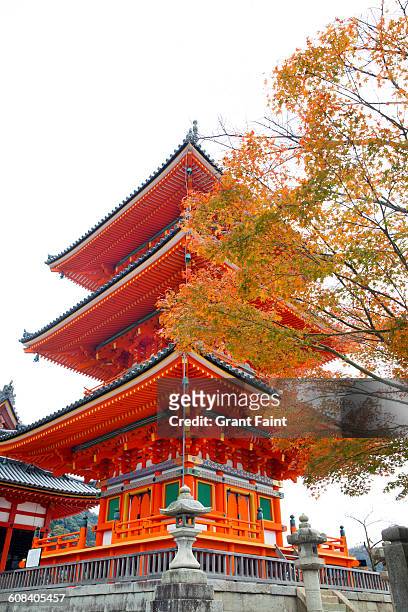 view of pagoda. - kiyomizu dera temple stock-fotos und bilder