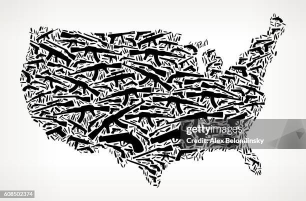 us map gun black icon pattern background - shotgun shooting stock illustrations