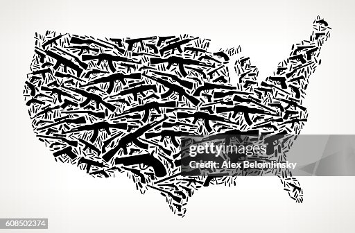 US Map Gun Black Icon Pattern Background US Map Gun Black Icon Pattern Background