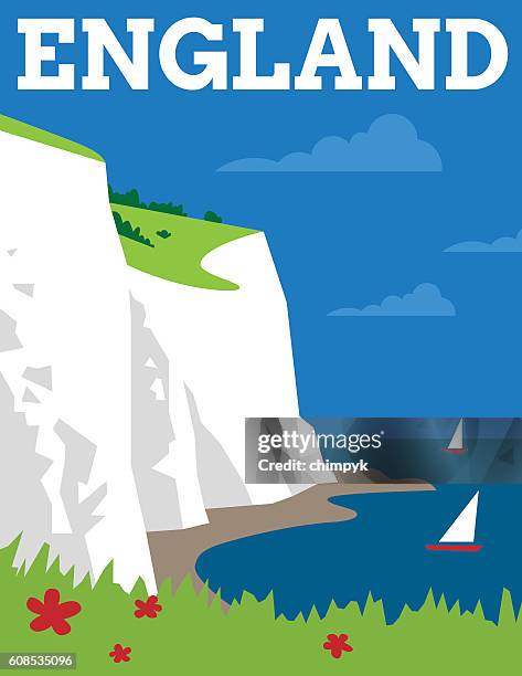 stockillustraties, clipart, cartoons en iconen met england travel poster - kent engeland