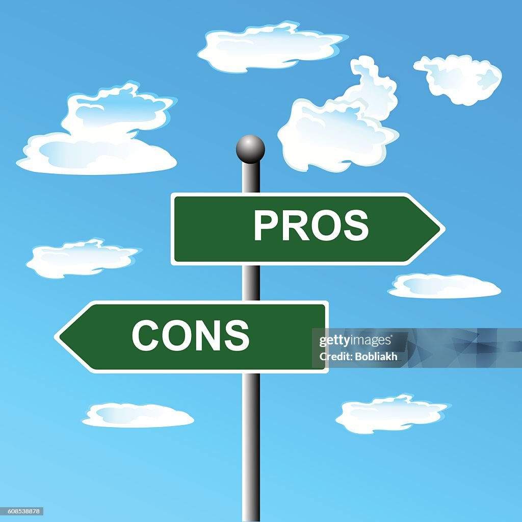 Comparing Use Sign Pros Cons Street Signs Comparing Options Vector Illustration High-Res ...