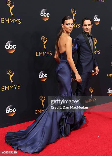 Actress Emily Ratajkowski and designer Zac Posen attend the 68th Annual Primetime Emmy Awards at Microsoft Theater on September 18, 2016 in Los...