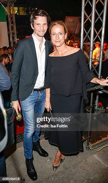 German actor Sabin Tambrea and german actress Claudia Michelsen attend the First Steps Awards 2016 at Stage Theater on September 19, 2016 in Berlin,...