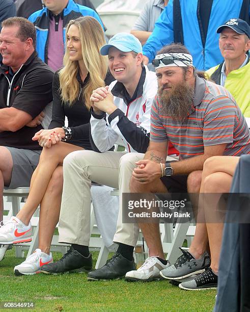 Lara Trump, Eric Trump and Willie Robertson attend the 10th Annual Eric Trump Foundation Golf Invitational at Trump National Golf Club Westchester on...