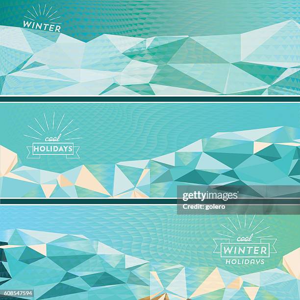 set of three geometric winter banner - skiing stock illustrations