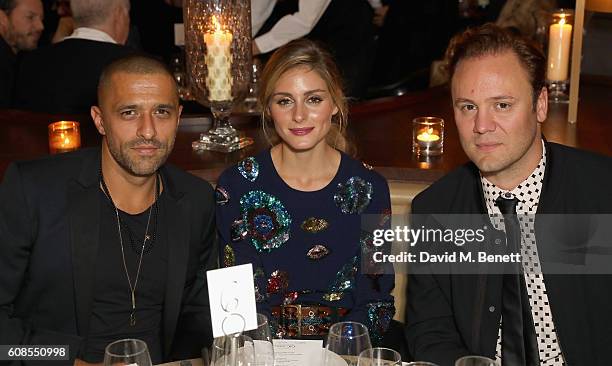 Ben Pundole, Olivia Palermo and Nicholas Kirkwood attend the Business of Fashion #BoF500 Gala Dinner at The London EDITION on September 19, 2016 in...