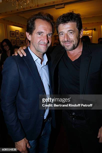 Actor of the play, Stephane De Groodt and singer Patrick Bruel attend the "Tout ce que vous voulez" : Theater Play at Theatre Edouard VII on...