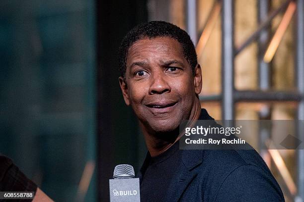 Actor Denzel Washington discusses "The Magnificent Seven" during AOL Build at AOL HQ on September 19, 2016 in New York City.